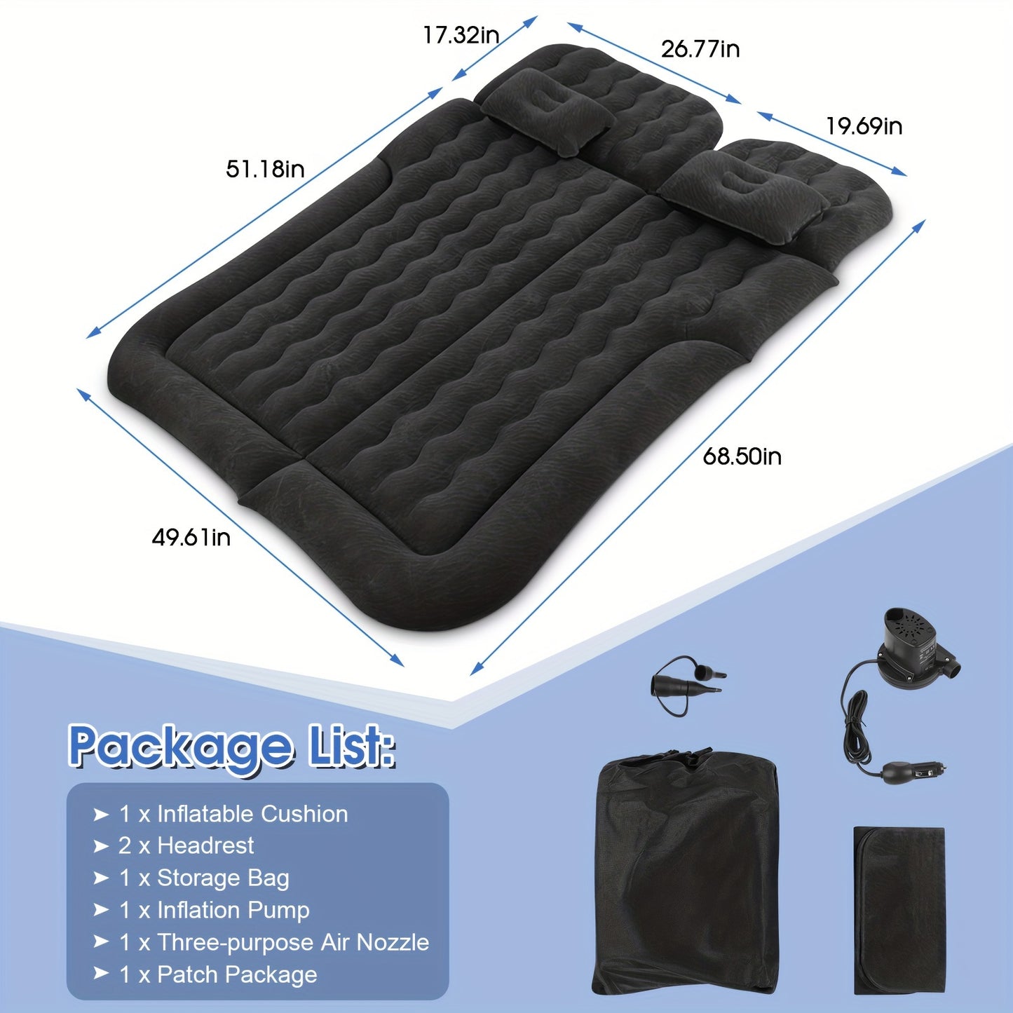 2-in-1 Adjustable Multifunction Inflatable Travel Mattress