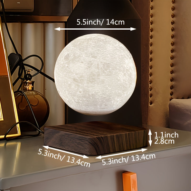 Magnetic Levitating Moon Lamp - 3-Color Mode Spinning Night Light with Mesmerizing Floating Effect.