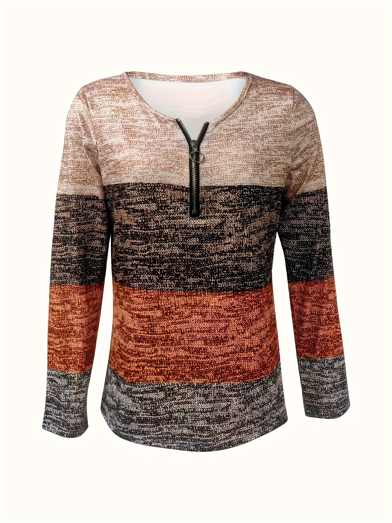 Long Sleeved Women's Shirt Top with Sexy Lace, Half Zipper Collar