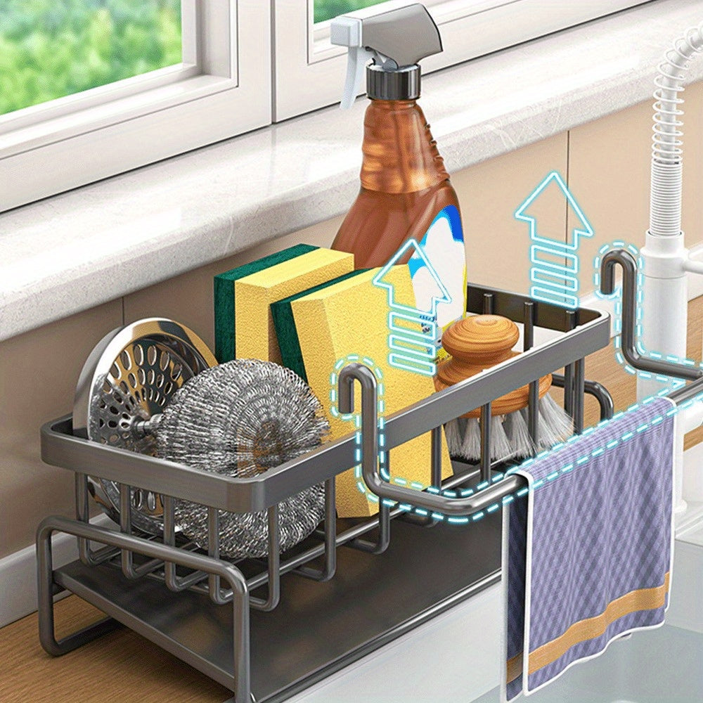 Multifunctional Kitchen Shelf, Rag Drainer Rack Household Drainage Basket,
