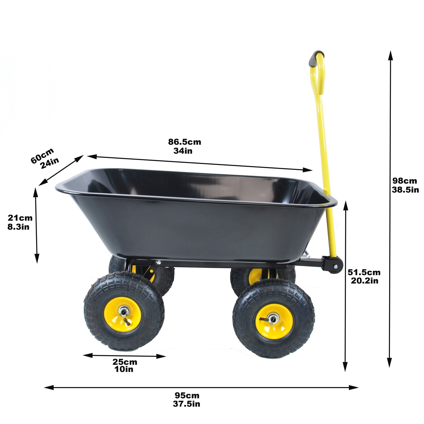 220 Lbs Capacity Folding Wagon Cart - Heavy-Duty Hand Truck with Pneumatic Tyres, Durable Steel Frame and Heavy Plastic Body