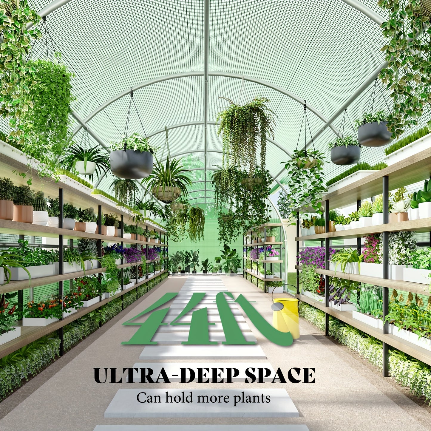 44x10x7.5 FT Giant Walk-In Greenhouse - Heavy Duty Galvanized Steel Frame, Upgraded Swing Door, Premium PE Cover.