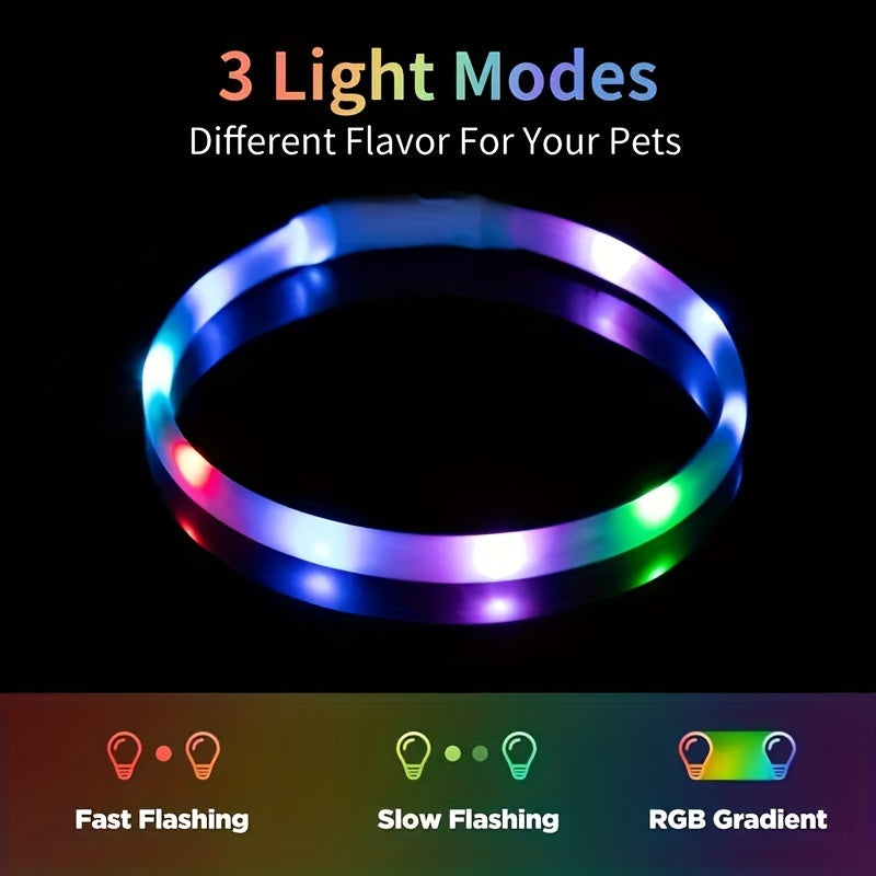LED Dog Collar, Multi-color Luminous Dog Collar, Adjustable