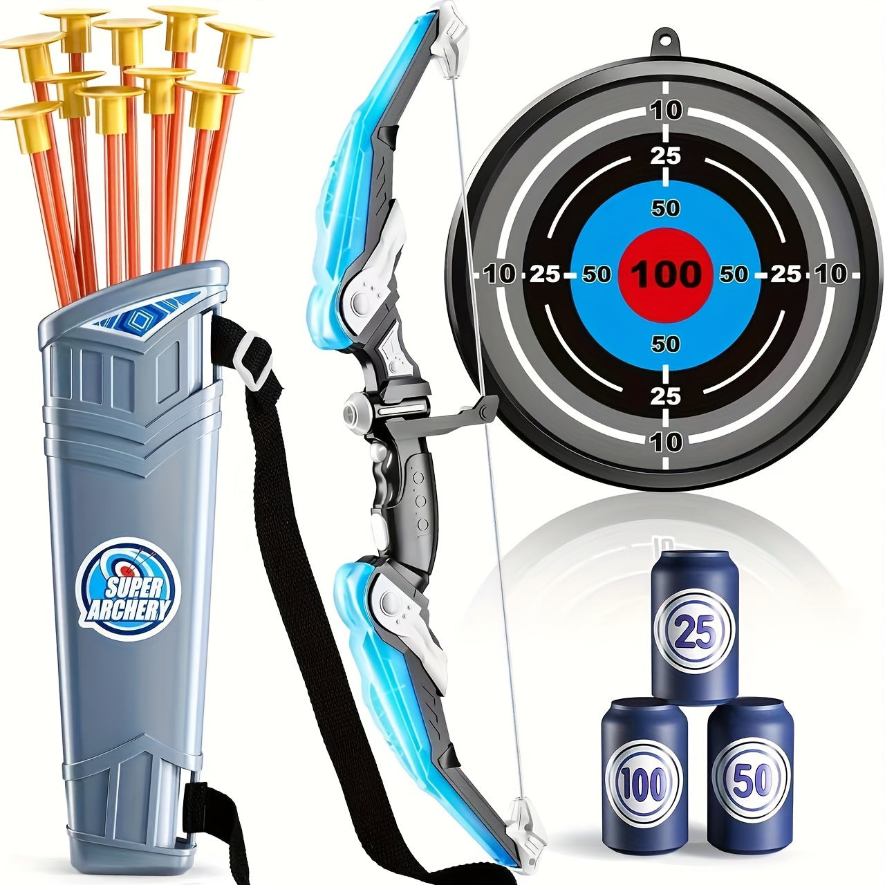 Light-Up Bow and Arrow Set for Youngsters, Outdoor Sports Toy Kit with Targets & Accessories