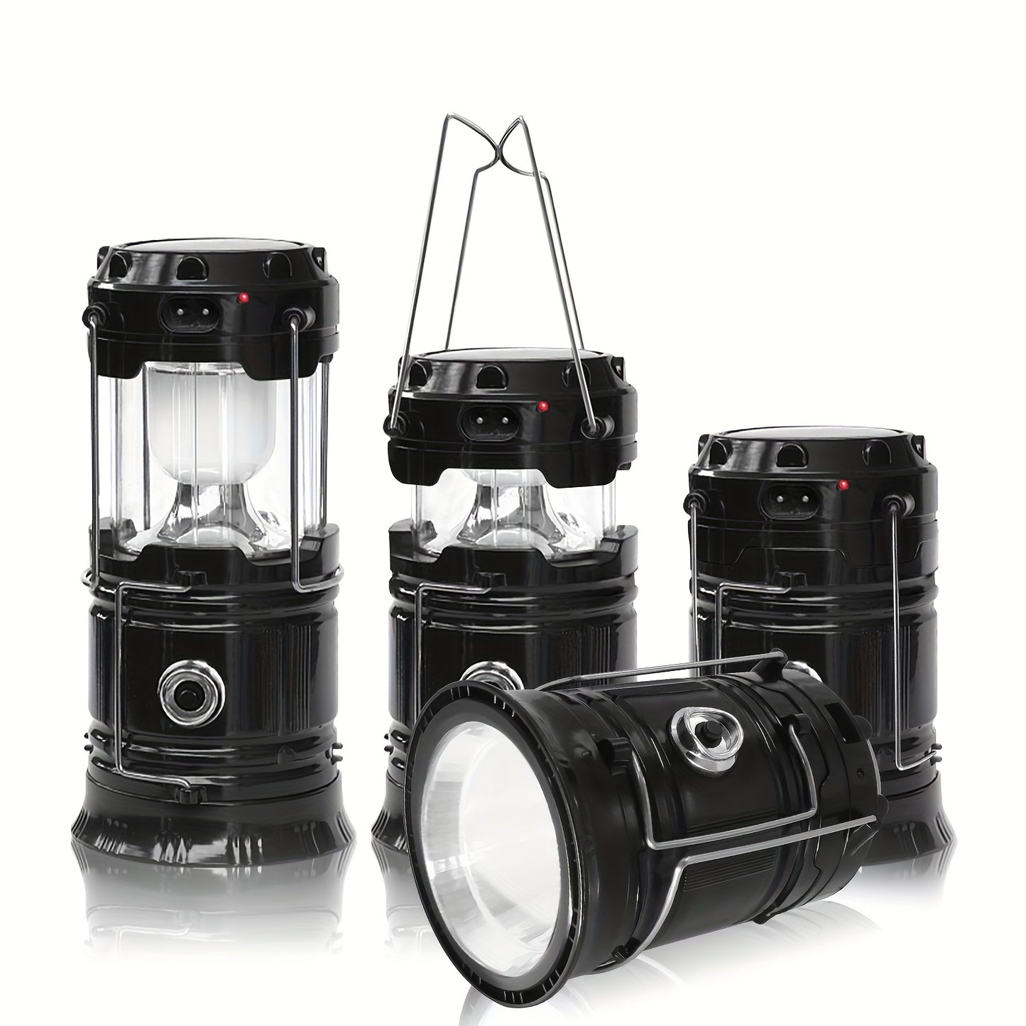 4-Pack Solar Camping Lantern, Collapsible LED Solar USB Rechargeable Lantern Flashlight