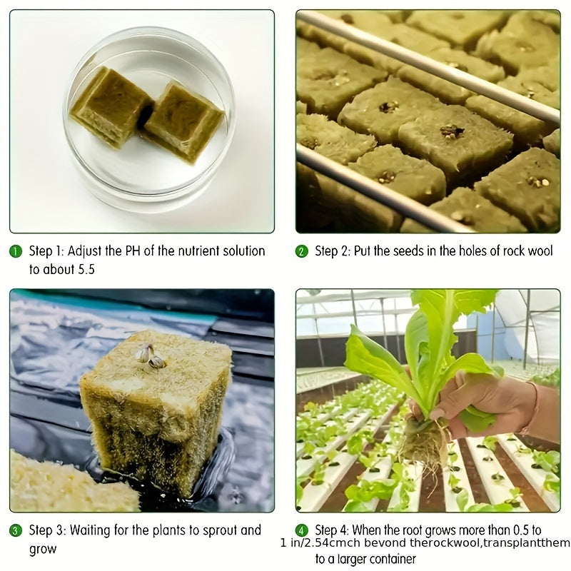 200pcs Rockwool Moisture-Retaining Plant Starter Blocks Starter Cubes, Seed Germination, and Plant Rooting, Non-Fertilized,