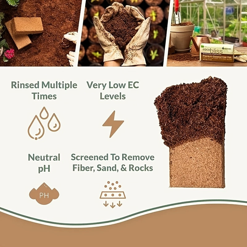 12pcs Plant-based Coconut Bricks - Low EC And PH Balance, Fiber Coconut Shell For Gardening About 12 Pounds