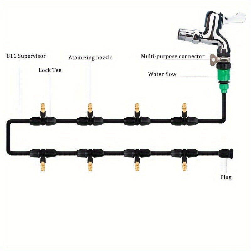 10pcs Automatic Plant Watering System with Atomizing Nozzles for Efficient Gardening