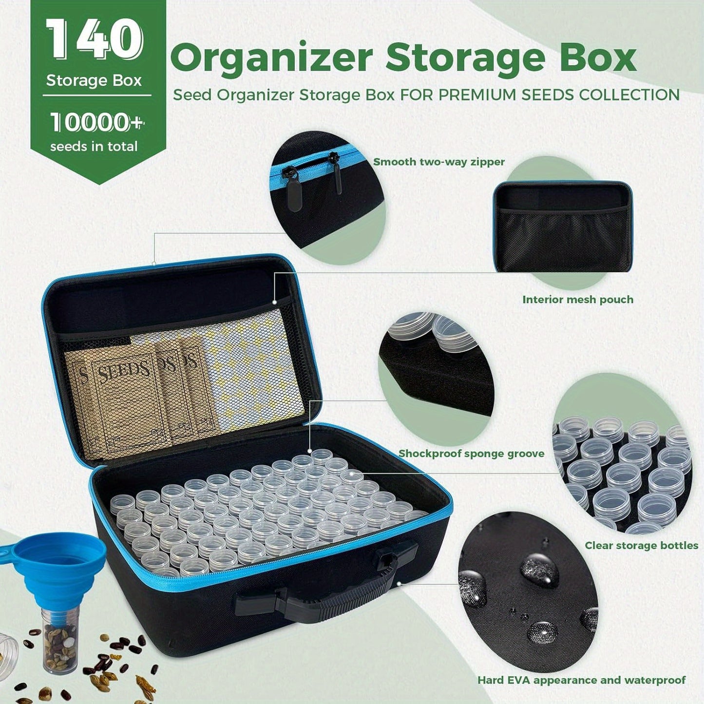114-Slot Garden Seed Organizer Kit with Funnel & Curved Tweezers - Durable, Waterproof & Portable Storage Solution