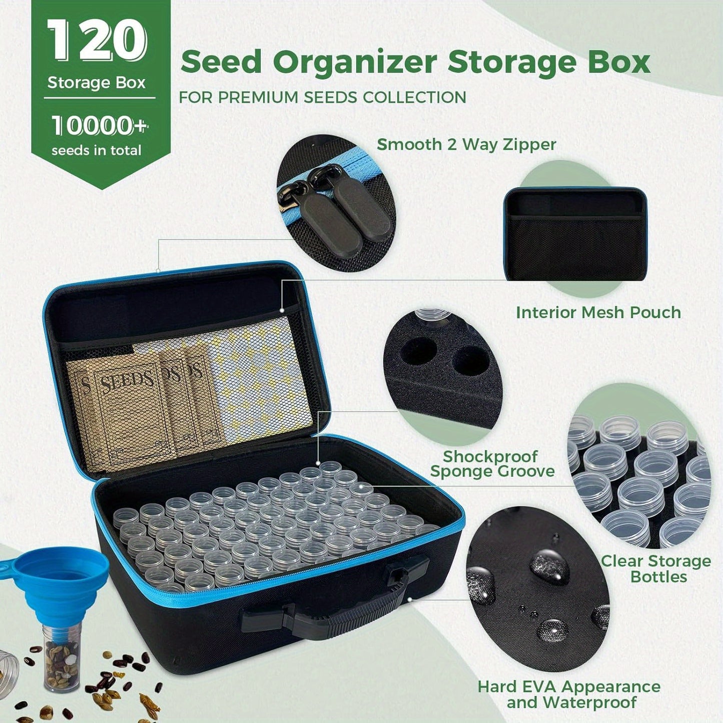 114-Slot Garden Seed Organizer Kit with Funnel & Curved Tweezers - Durable, Waterproof & Portable Storage Solution