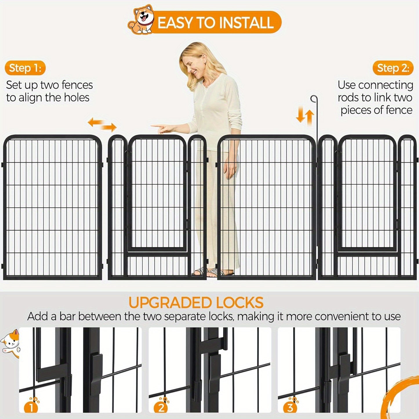 16/8 Panels Dog Playpen, Outdoor, Indoor
