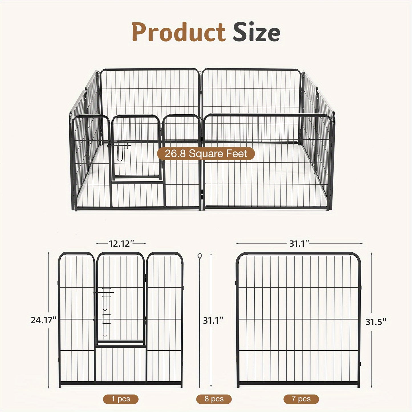 16/8 Panels Dog Playpen, Outdoor, Indoor