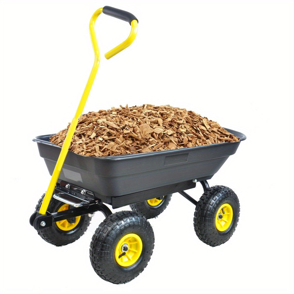 220 Lbs Capacity Folding Wagon Cart - Heavy-Duty Hand Truck with Pneumatic Tyres, Durable Steel Frame and Heavy Plastic Body