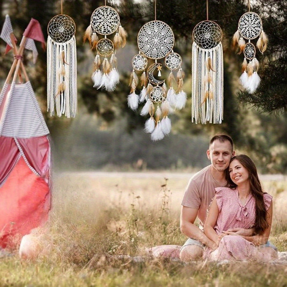 5 Pack Large Size Dream Catcher - Handmade Bohemian Wall Decoration