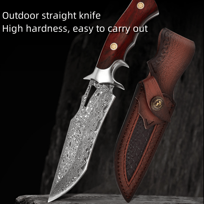 Damascus Hand Forged Knife and Leather Sheath