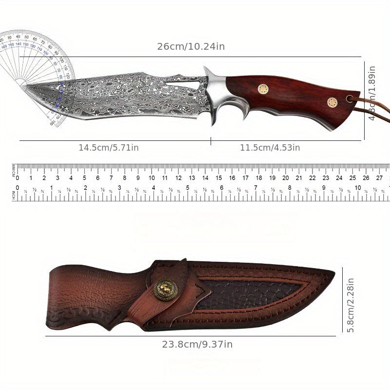 Damascus Hand Forged Knife and Leather Sheath