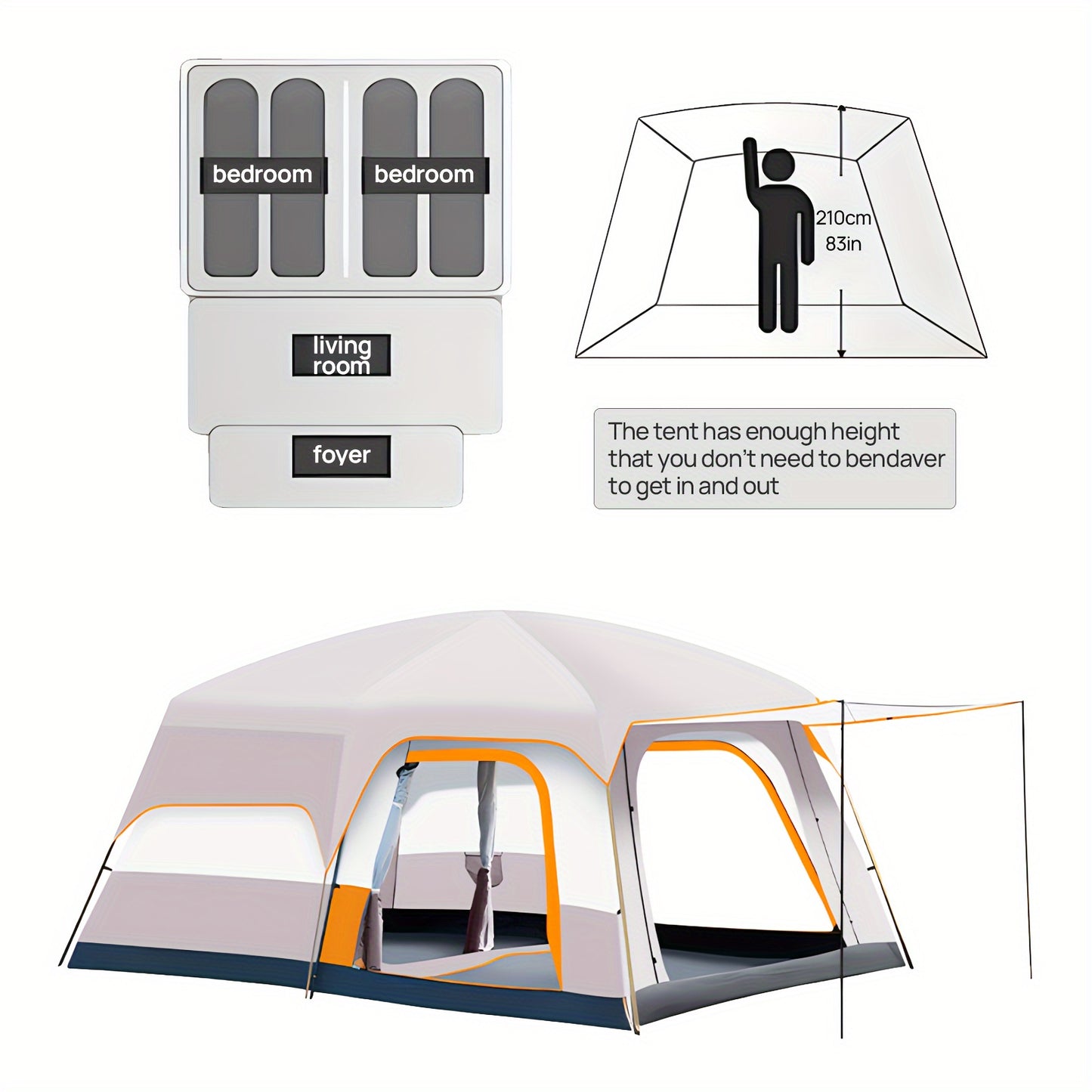 4-6 People Waterproof Quick Open Tent, Anti-mosquito Sunscreen.