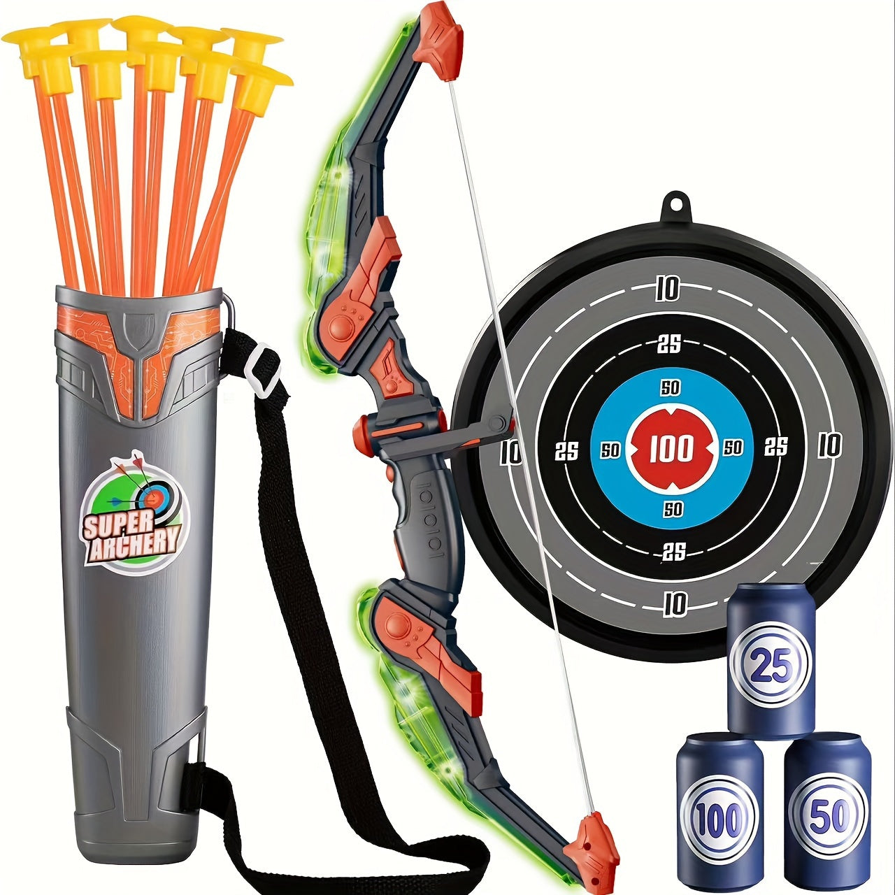 Light-Up Bow and Arrow Set for Youngsters, Outdoor Sports Toy Kit with Targets & Accessories