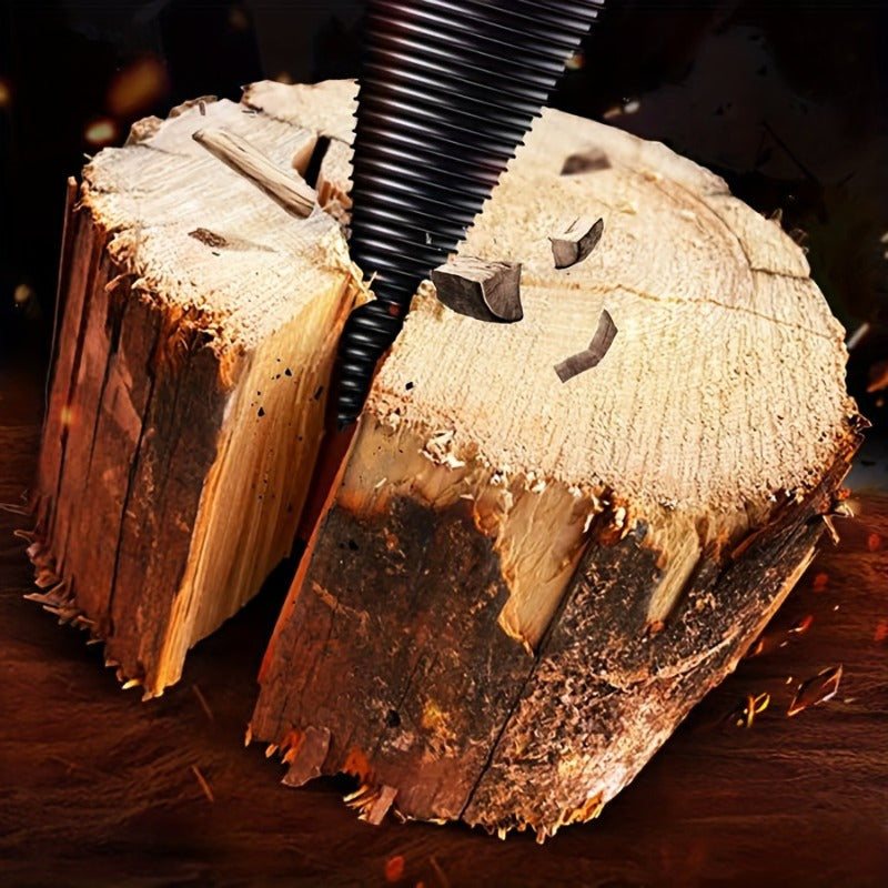 Easy-Split Wood Splitting Tool with Drill Attachment