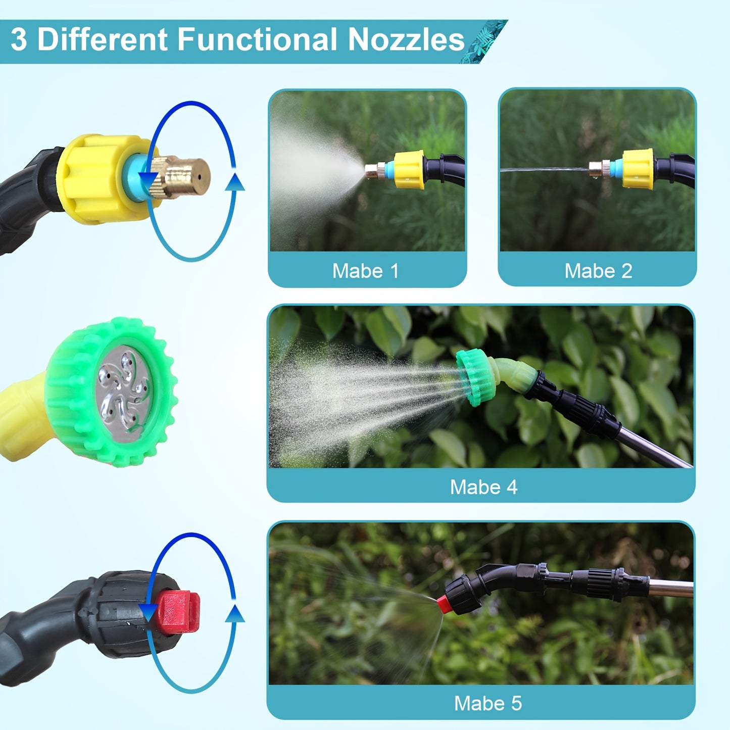 1.35 Gallon Battery Powered Telescopic Sprayer, Electric Sprayer With USB Handle, 3 Mist Nozzles.