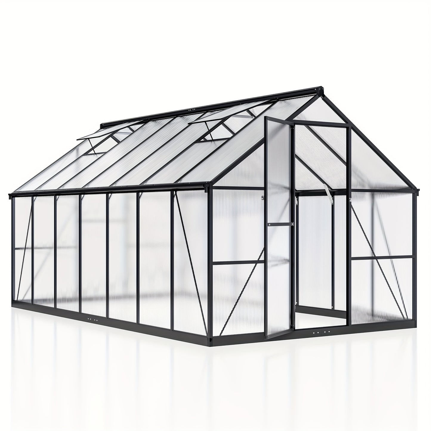 Quick Setup Greenhouse Polycarbonate & Aluminum Winter-Proof With Windows Large Walk-In Design