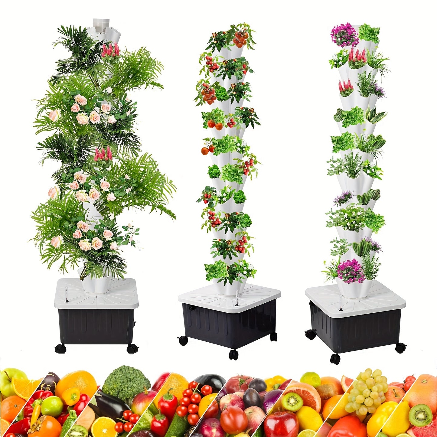 60-Slot Vegetable Tower - Hydroponic Growing System with 12 Layer Outdoor Aquaponic Planting Solution for Tomatoes, Lettuce, and More