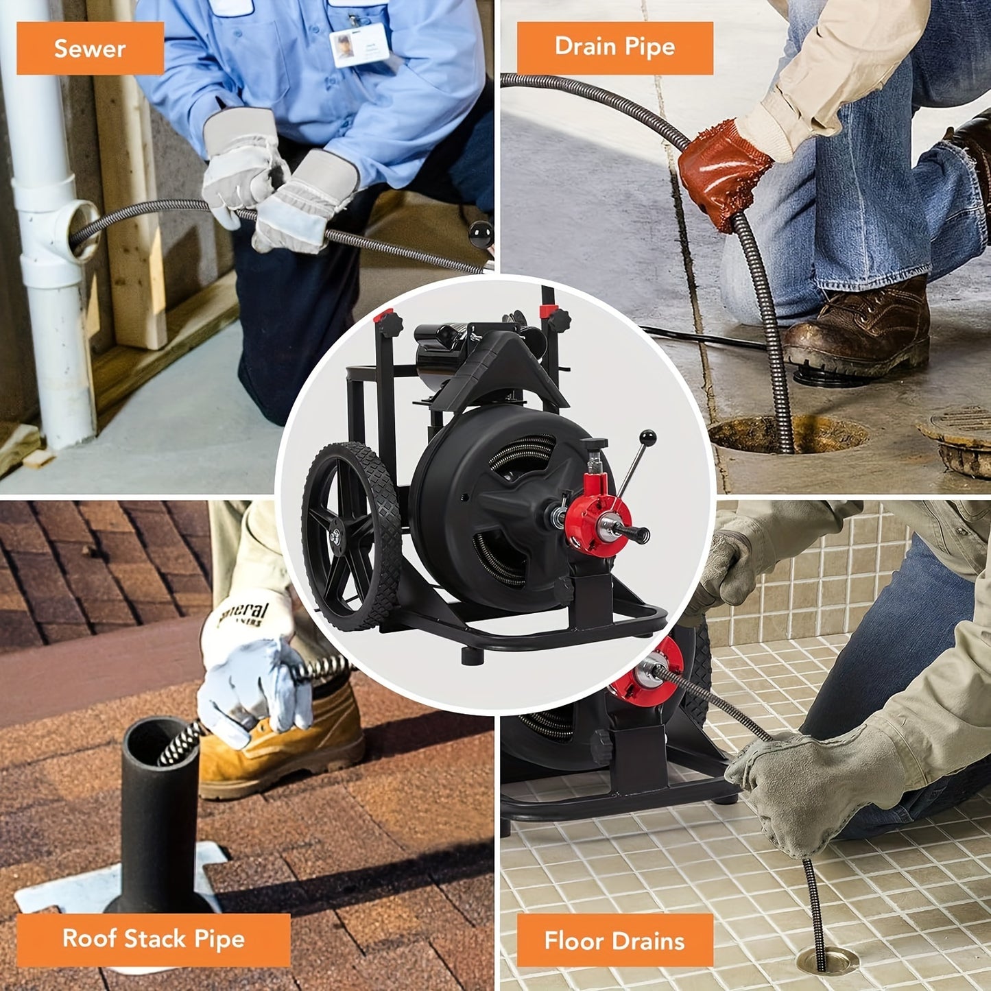 Gutter Cleaning Machine, Self-propelled Electric Drainage Auger For 1 To 4 Inch Pipes