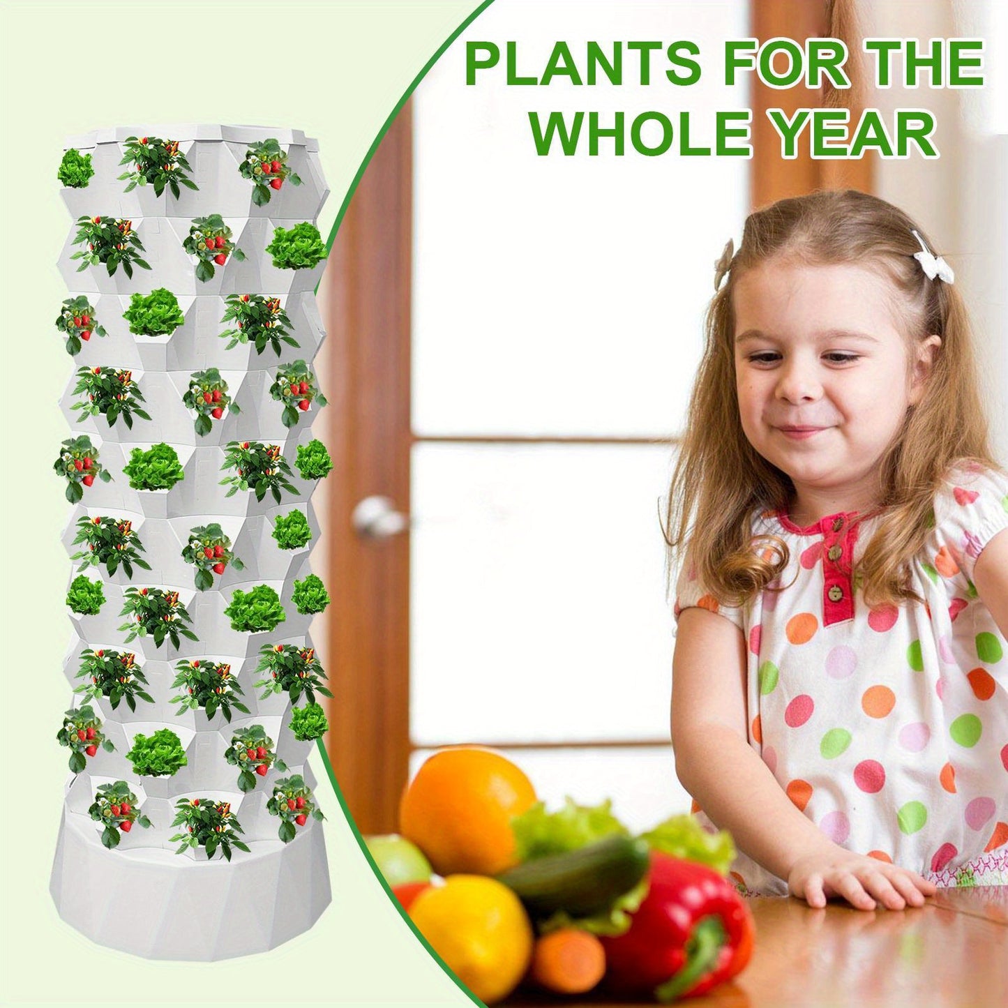 Hydroponic Tower Starter Kit - 80 Slots Vertical Hydroponic Planter - With Water Pump Planter Tower