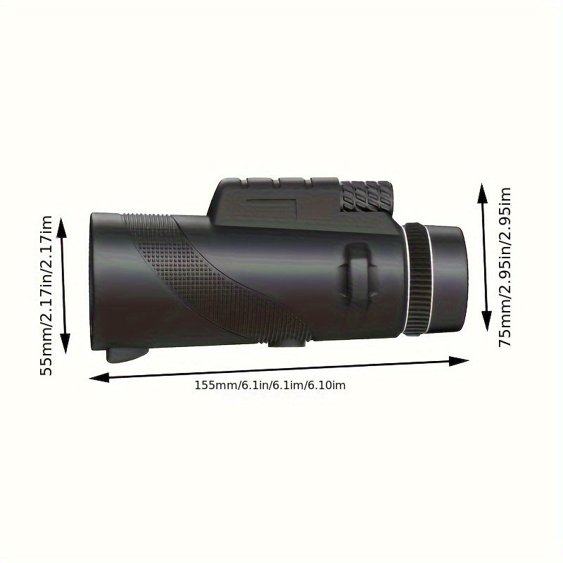 High-power Monocular Telescope with Smartphone Adapter, and Tripod