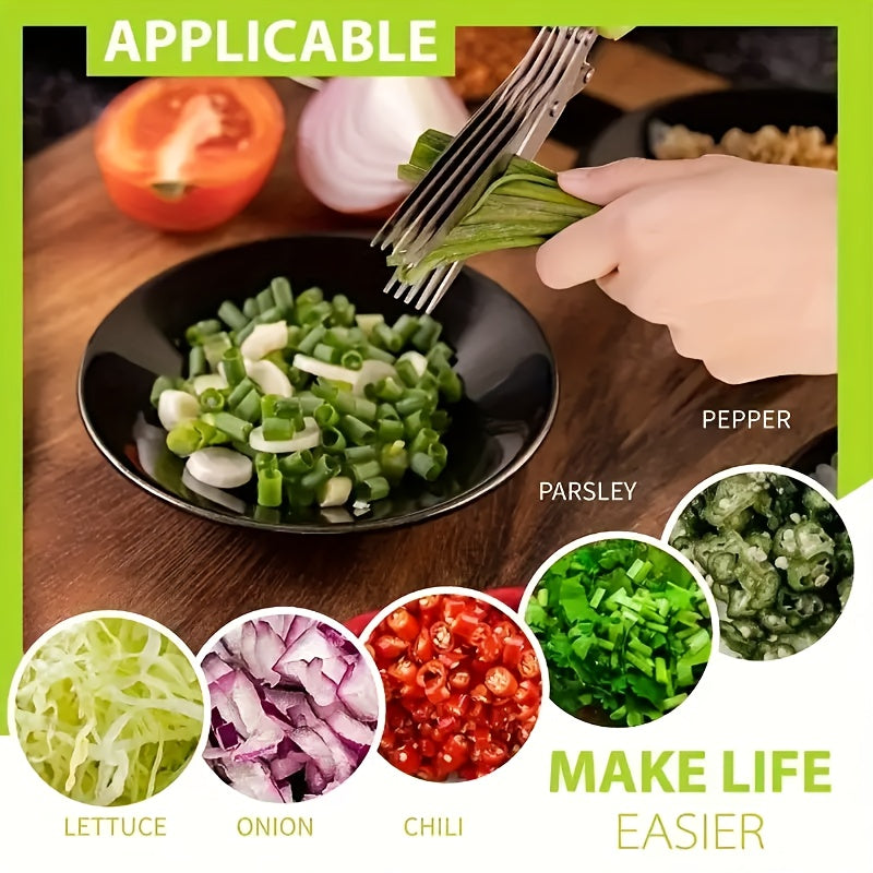 5-Layered ProCut Stainless Steel Kitchen Shears - Ultra-Sharp, Versatile Onion & Herb Shredder