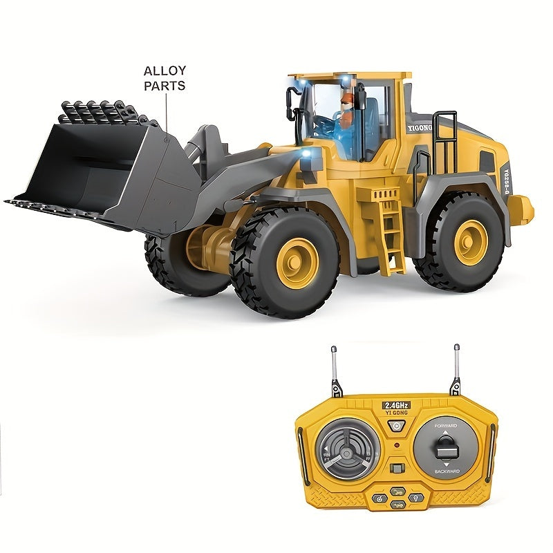 2.4Ghz Remote Control Excavator Toy, with Metal Shovel, Lights, Various Sound Effects and