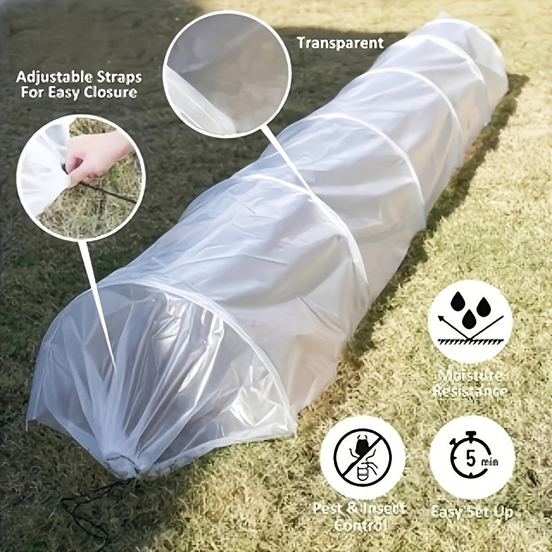 Mini Greenhouse Tunnel Kit - White Polyethylene with Adjustable Straps, Ideal for Winter Protection & Strawberry Growth (1pc)
