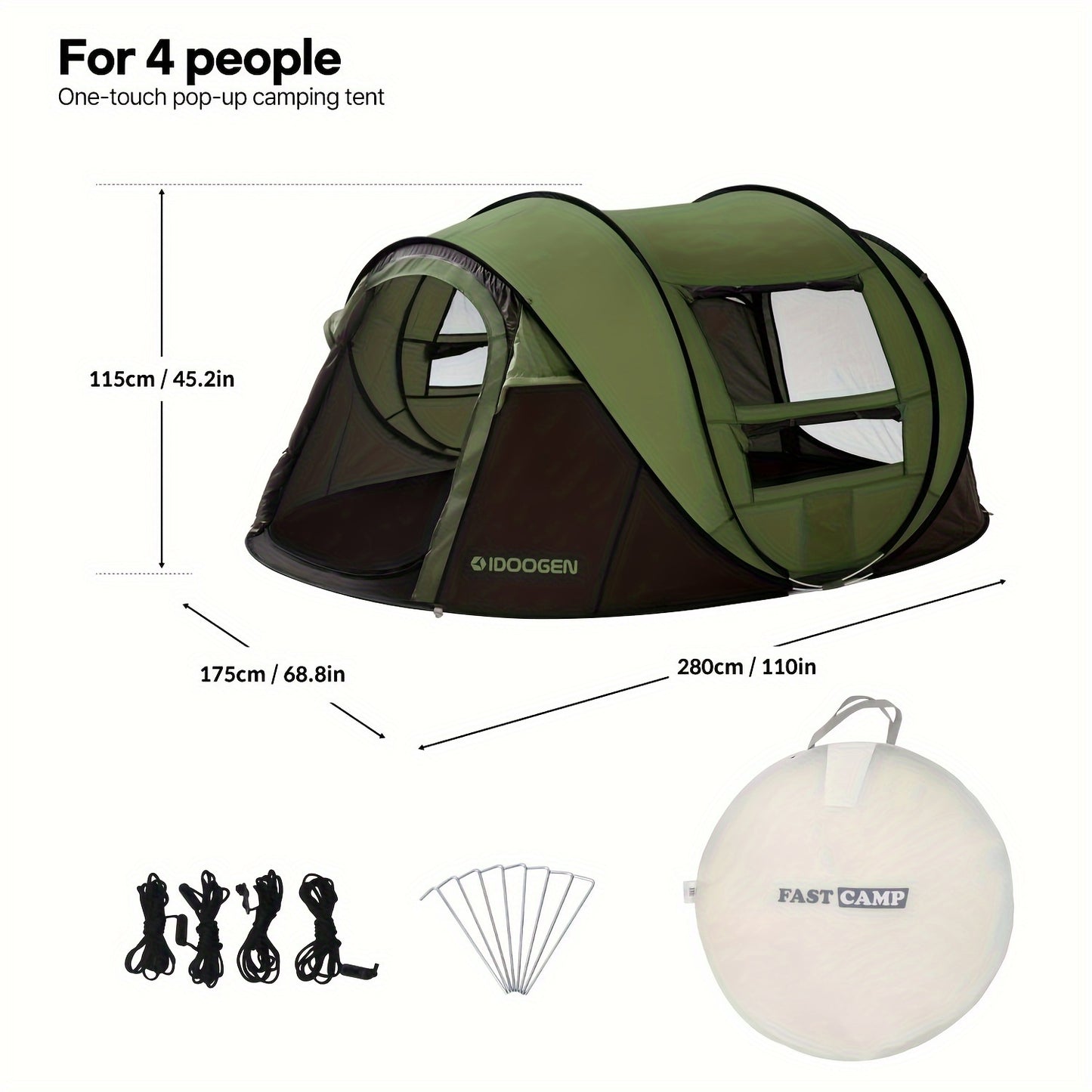 4 Person Tent for Camping, Waterproof Easy Set Up with 2 Doors.