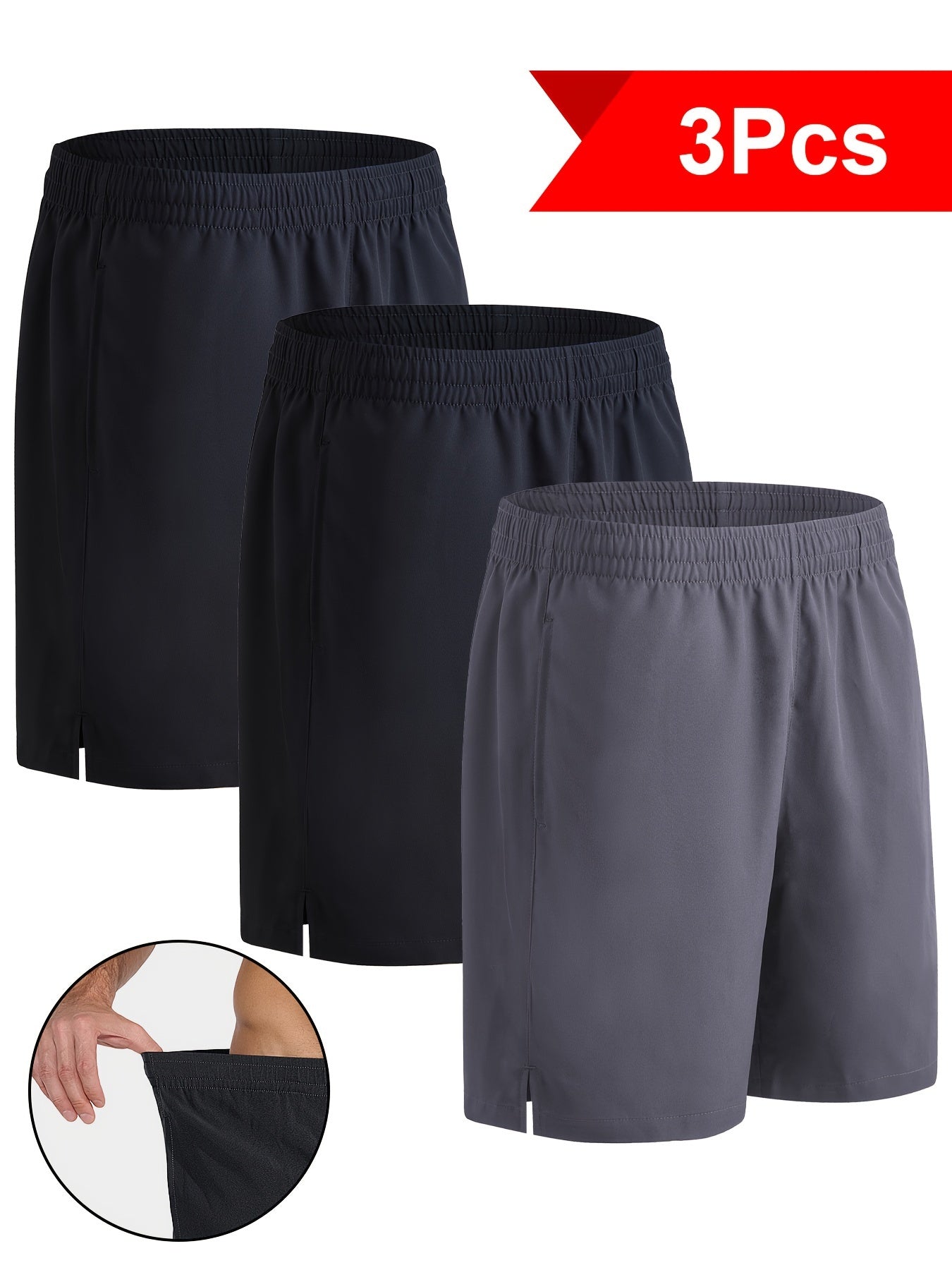 3 Pack Lightweight Quick Dry Men's Workout Gym Short