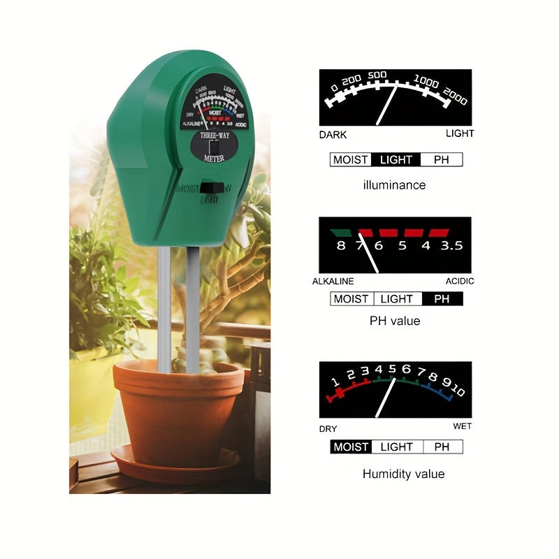 3-in-1 high-precision soil detector, humidity meter, pH value, pH value, flowers and plants for household use
