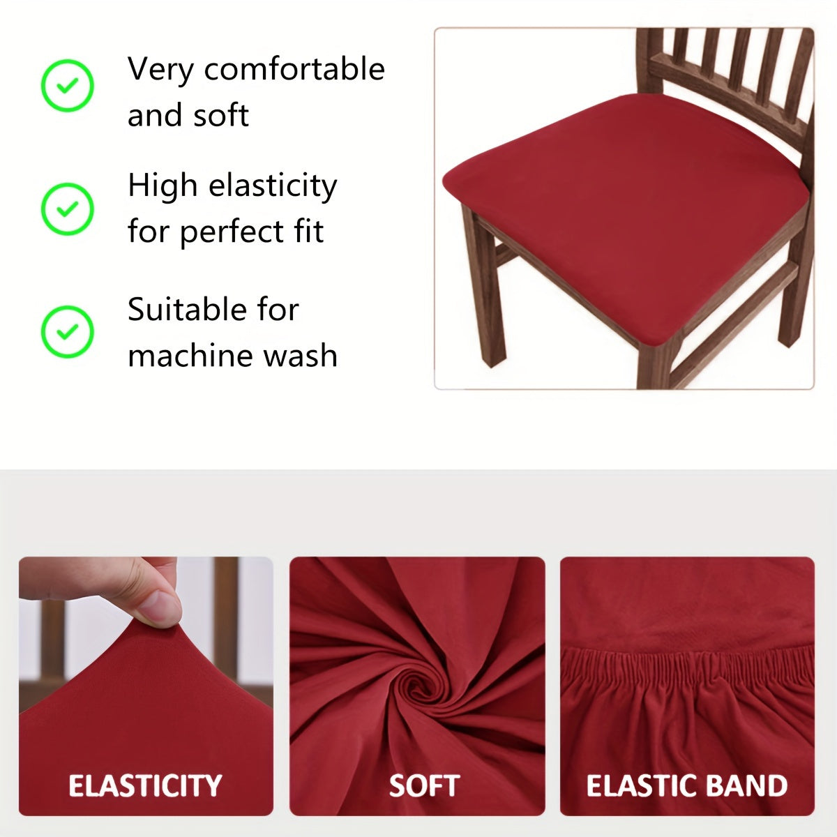 4pcs Soft & Stretchy Chair Covers - Solid Color, Dustproof & Stain Resistant