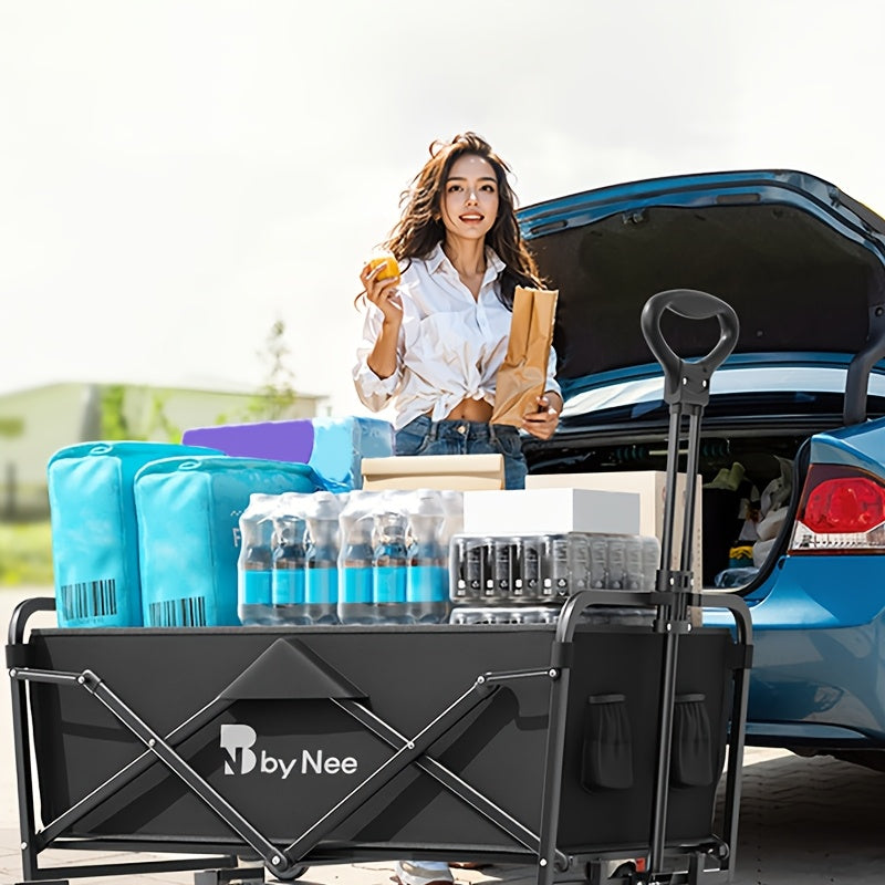 Heavy Duty Iron Frame Collapsible Trolley with All-Terrain Wheels, Multi-Purpose Garden Cart.