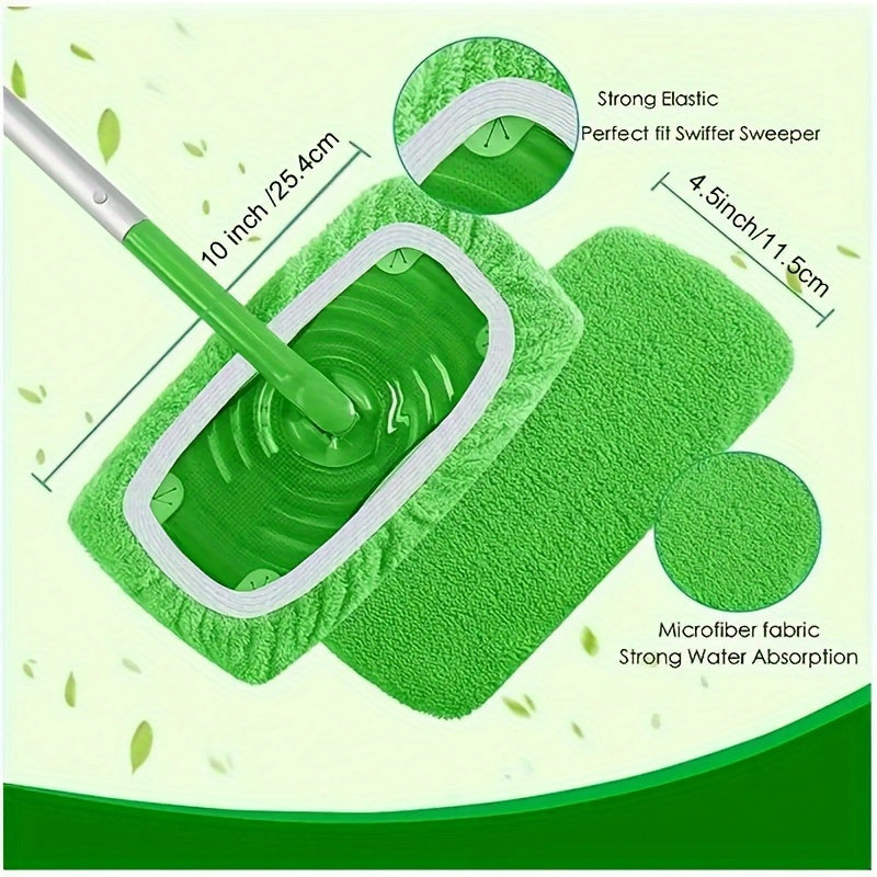 6pcs Set of Washable and Reusable Mop Pads, Highly Absorbent Suitable for Dry and Wet Floors, Easy to Clean,