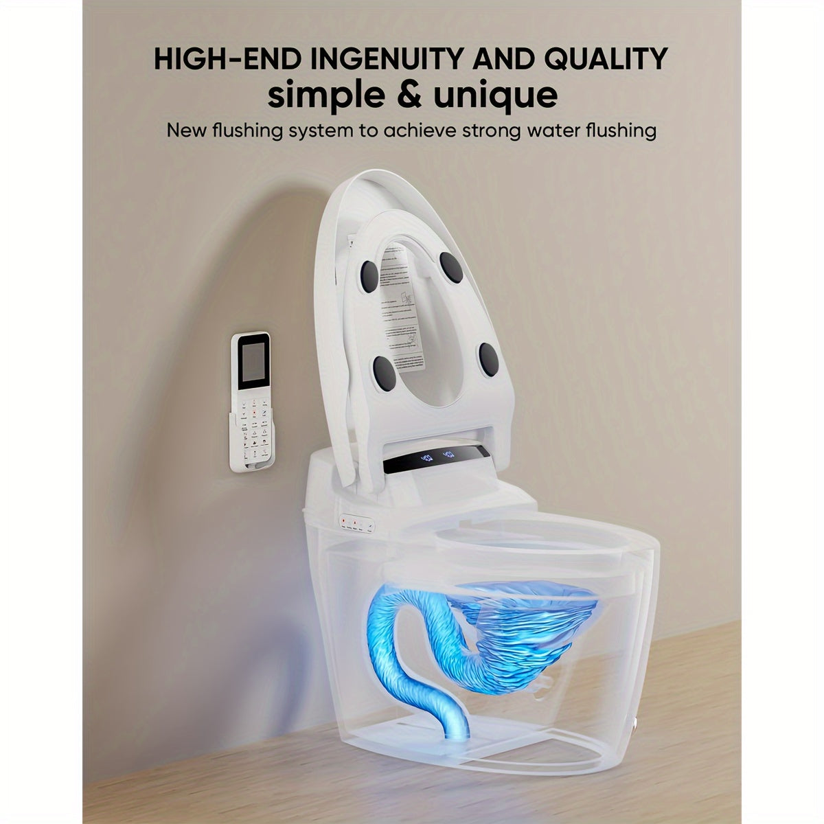Luxurious Heated Bidet Toilet - Advanced Foot Sensor Operation, Warm Water Sprayer & Dryer.