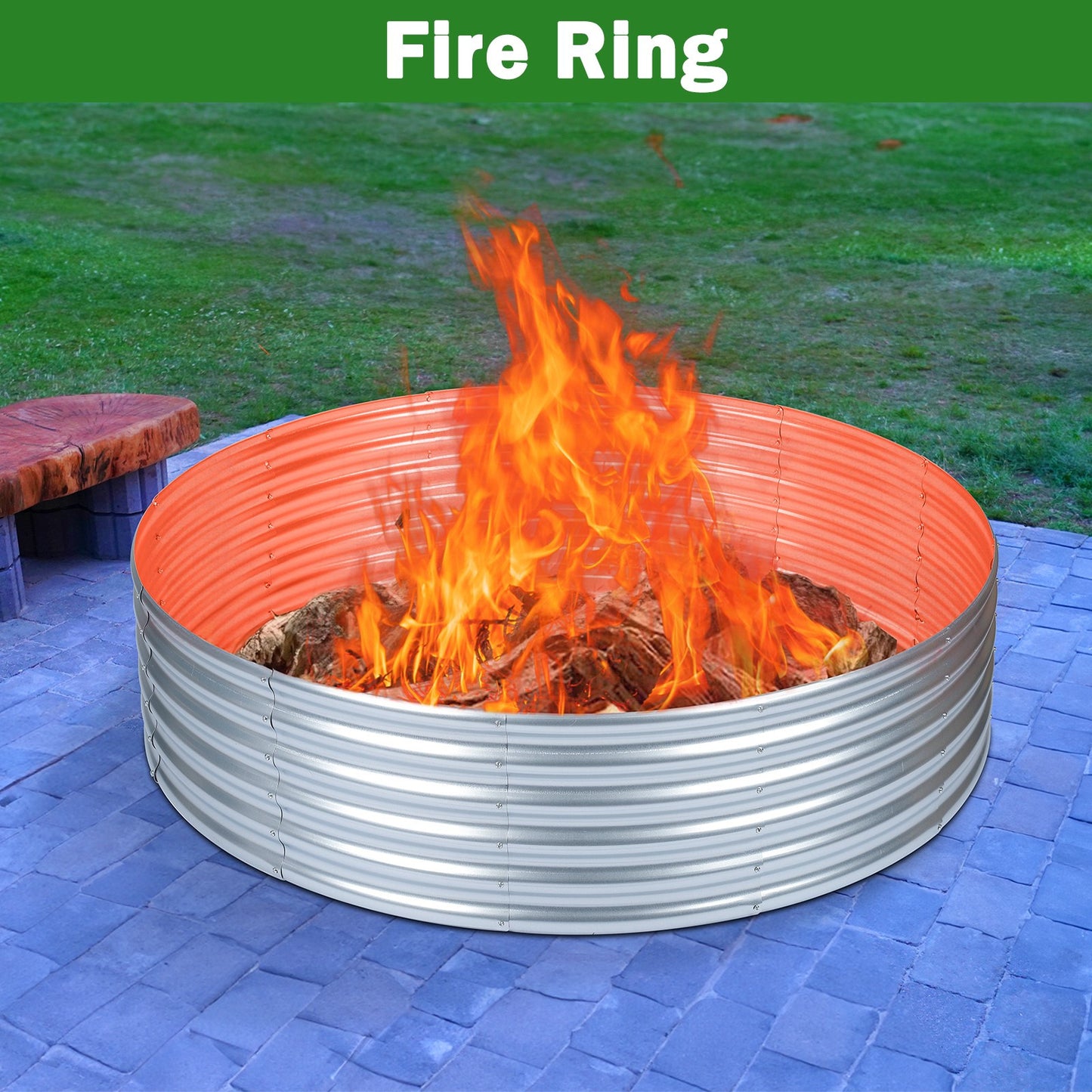 Round Fire Pit Ring Flower Planter - Galvanized Steel Large Metal Above Ground Garden Bed, Outdoor Raised Bed Planter Box, 5ft/4ft