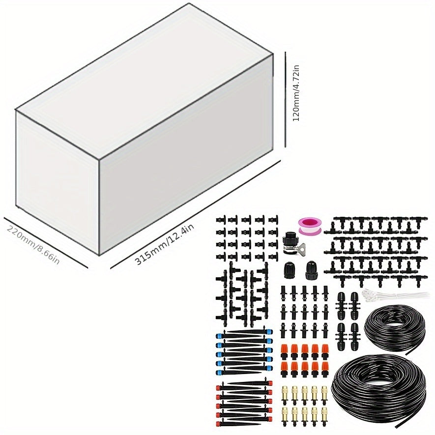 200FT Automatic Plant Watering System With 1/2 Inch Hose 1/4 Inch Tubing Patio Misting Plant Watering System.