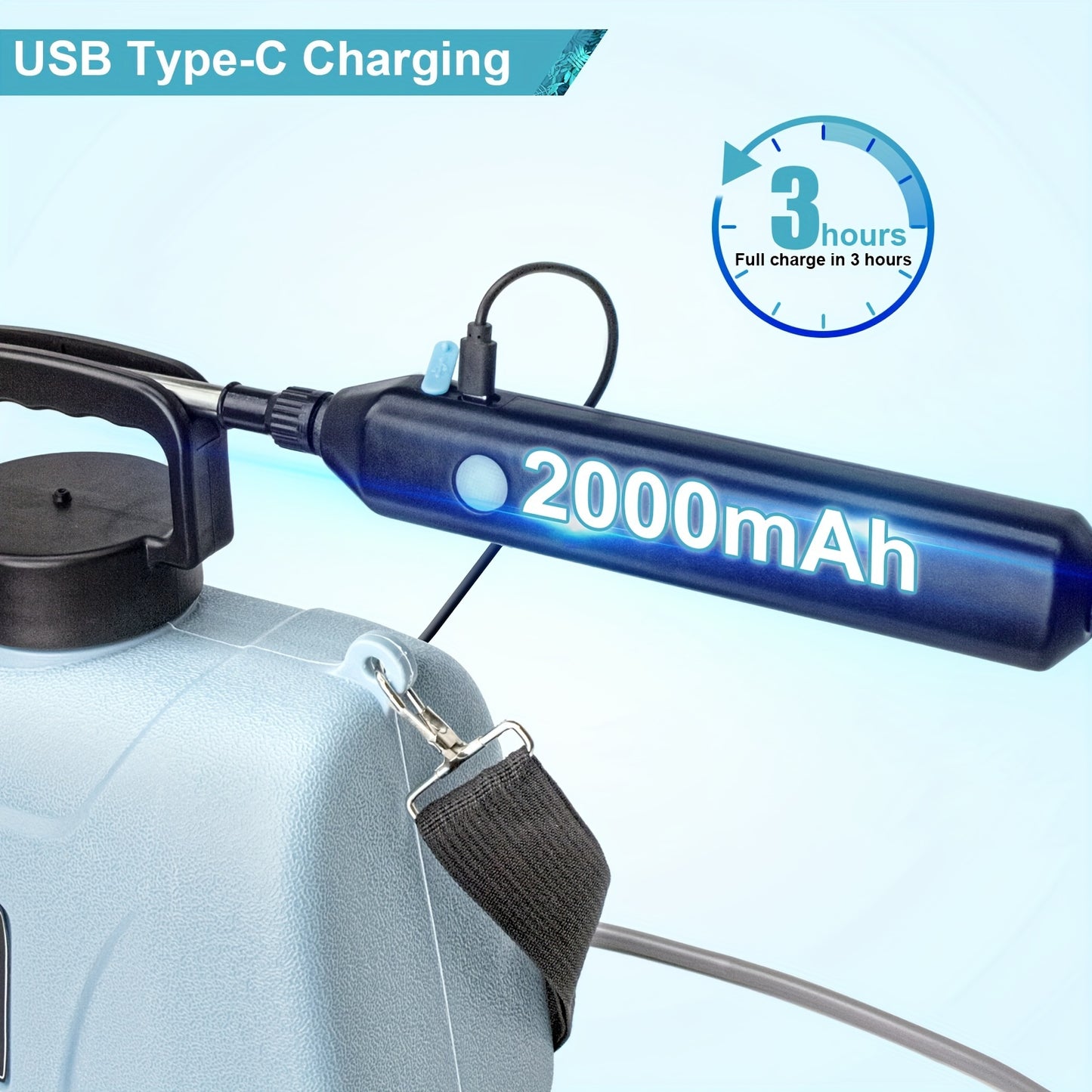 1.35 Gallon Battery Powered Telescopic Sprayer, Electric Sprayer With USB Handle, 3 Mist Nozzles.