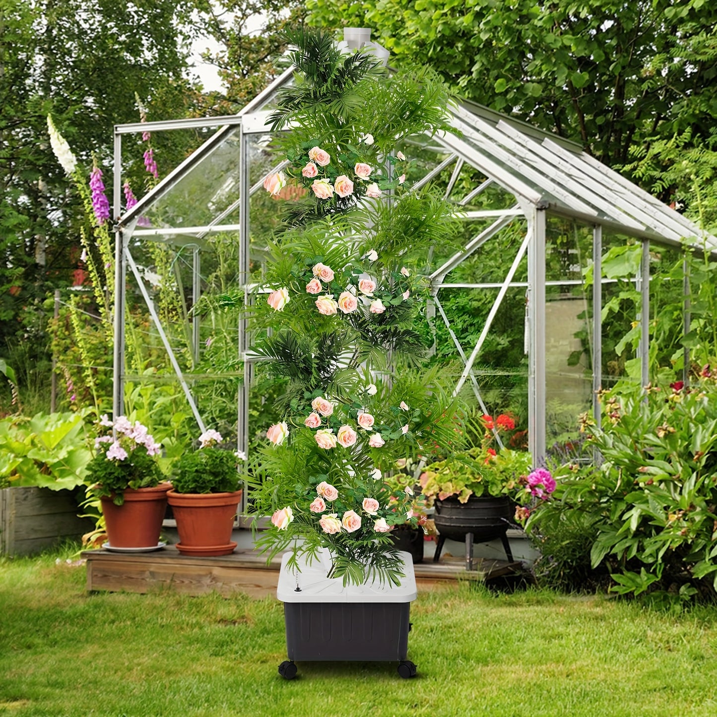 60-Slot Vegetable Tower - Hydroponic Growing System with 12 Layer Outdoor Aquaponic Planting Solution for Tomatoes, Lettuce, and More