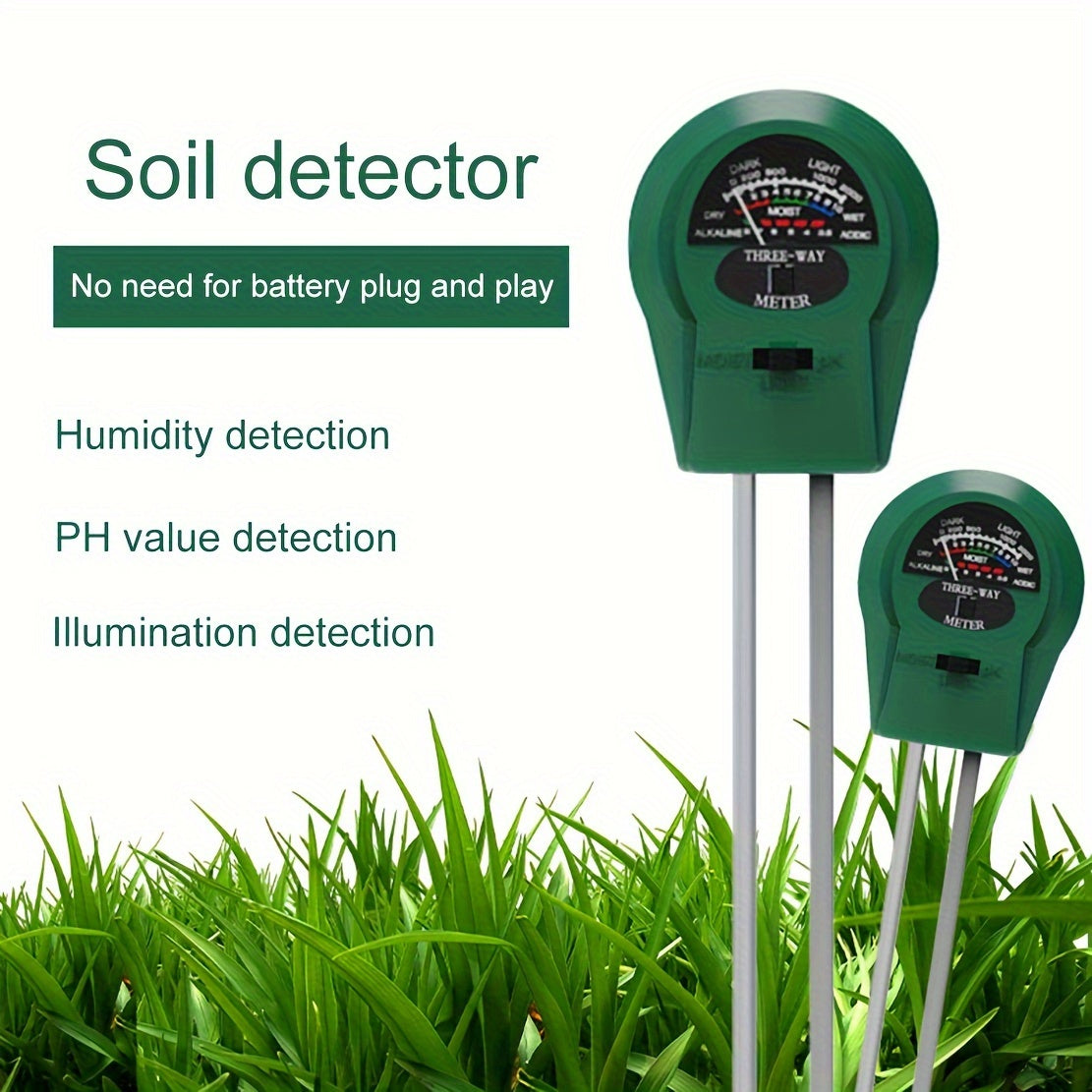 3-in-1 high-precision soil detector, humidity meter, pH value, pH value, flowers and plants for household use