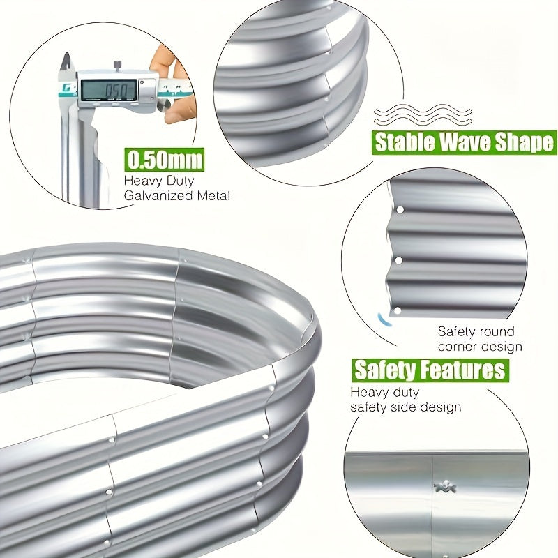 Elevated Gardening 4 By 2 By 1 Feet, Galvanized Steel. Ideal For Growing Vegetables Outdoors In A Large Oval Metal Planter Box.