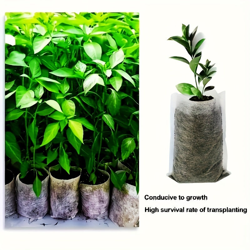 500/1000pcs Biodegradable Seed Nursery Bags, Non-Woven Plants Grow Bags, Fabric Seedling Pots Plants Pouch,