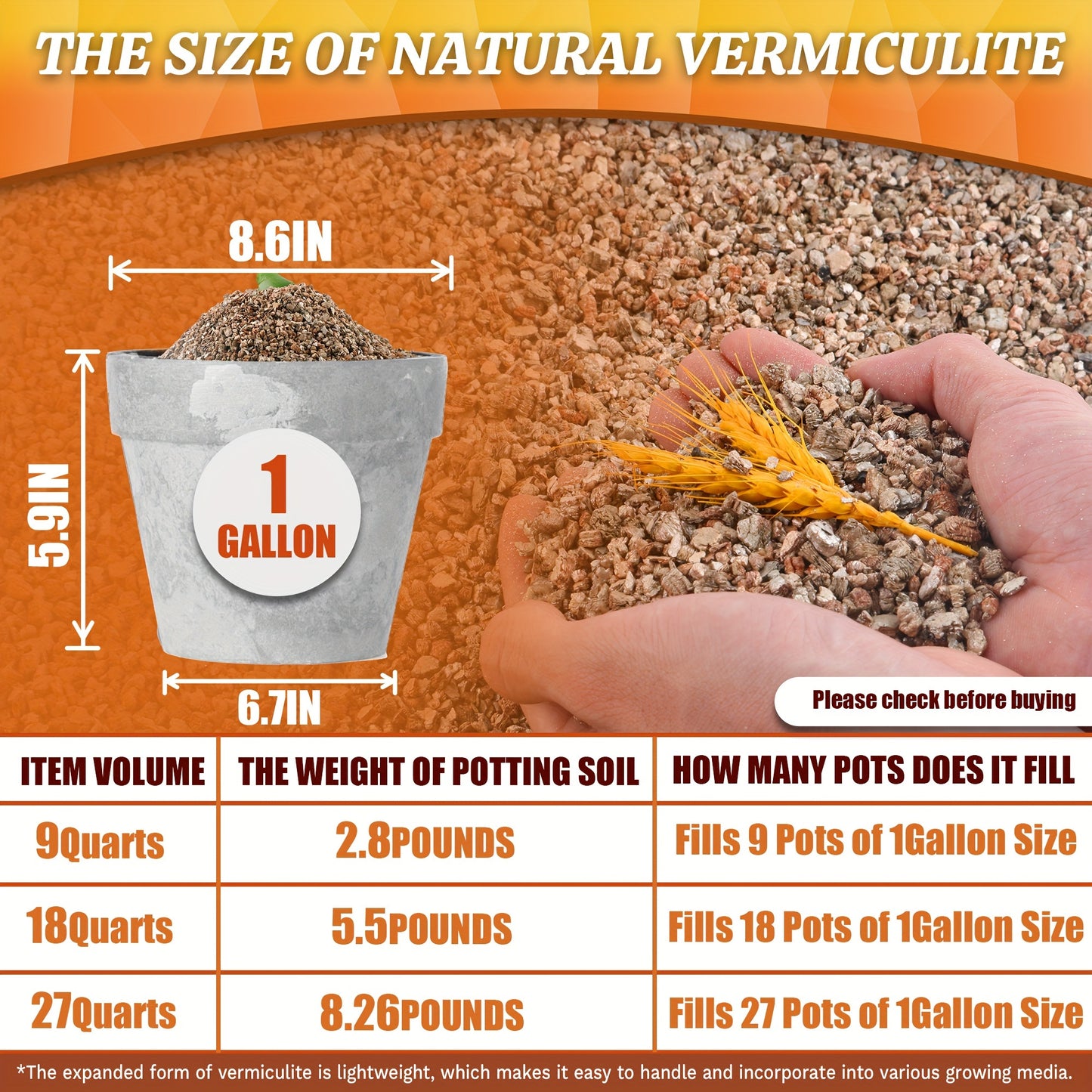9/18QT Vermiculite, Vermiculite For Plants, Horticultural Coarse Vermiculite, Suitable For Bonsai And Garden Art Needs