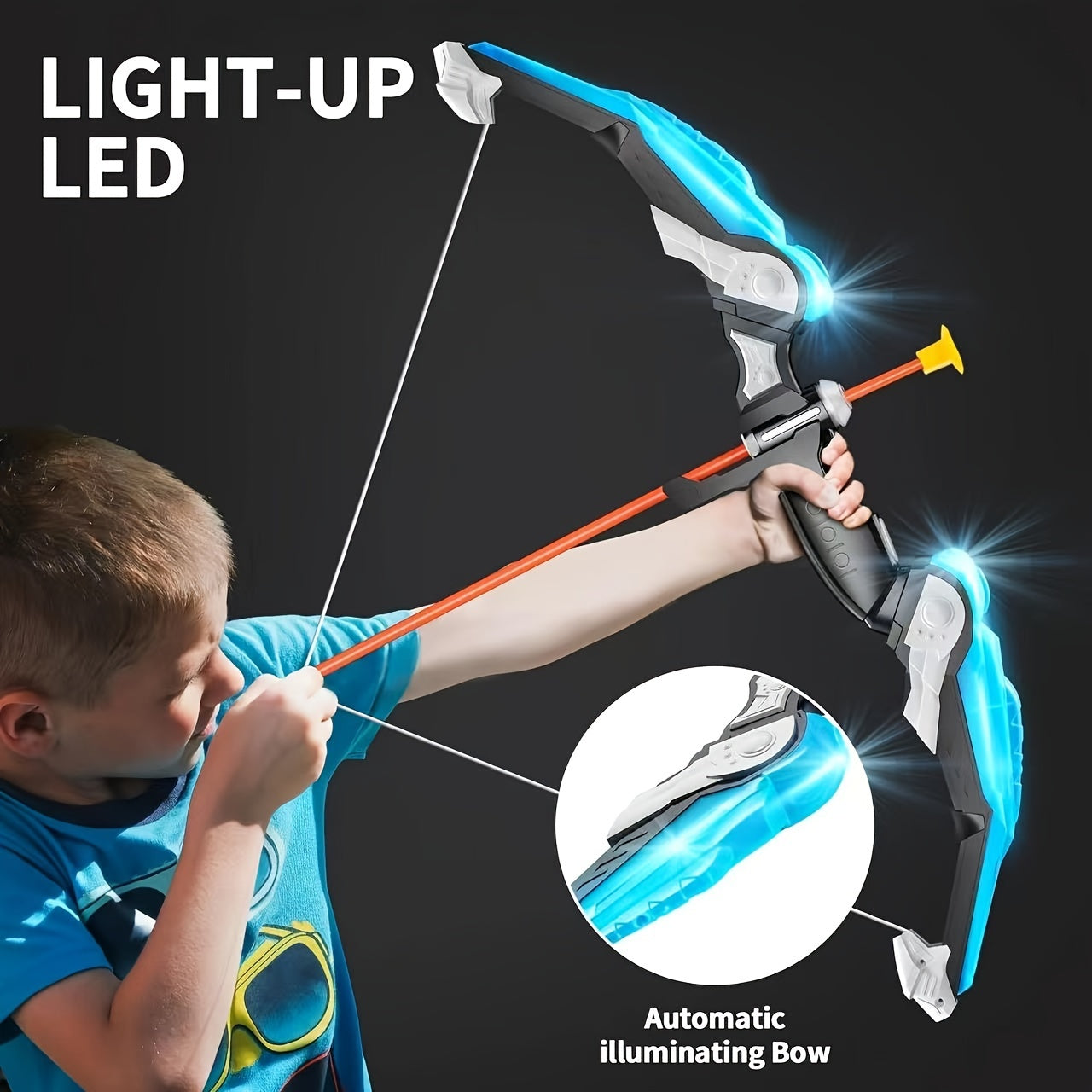 Light-Up Bow and Arrow Set for Youngsters, Outdoor Sports Toy Kit with Targets & Accessories