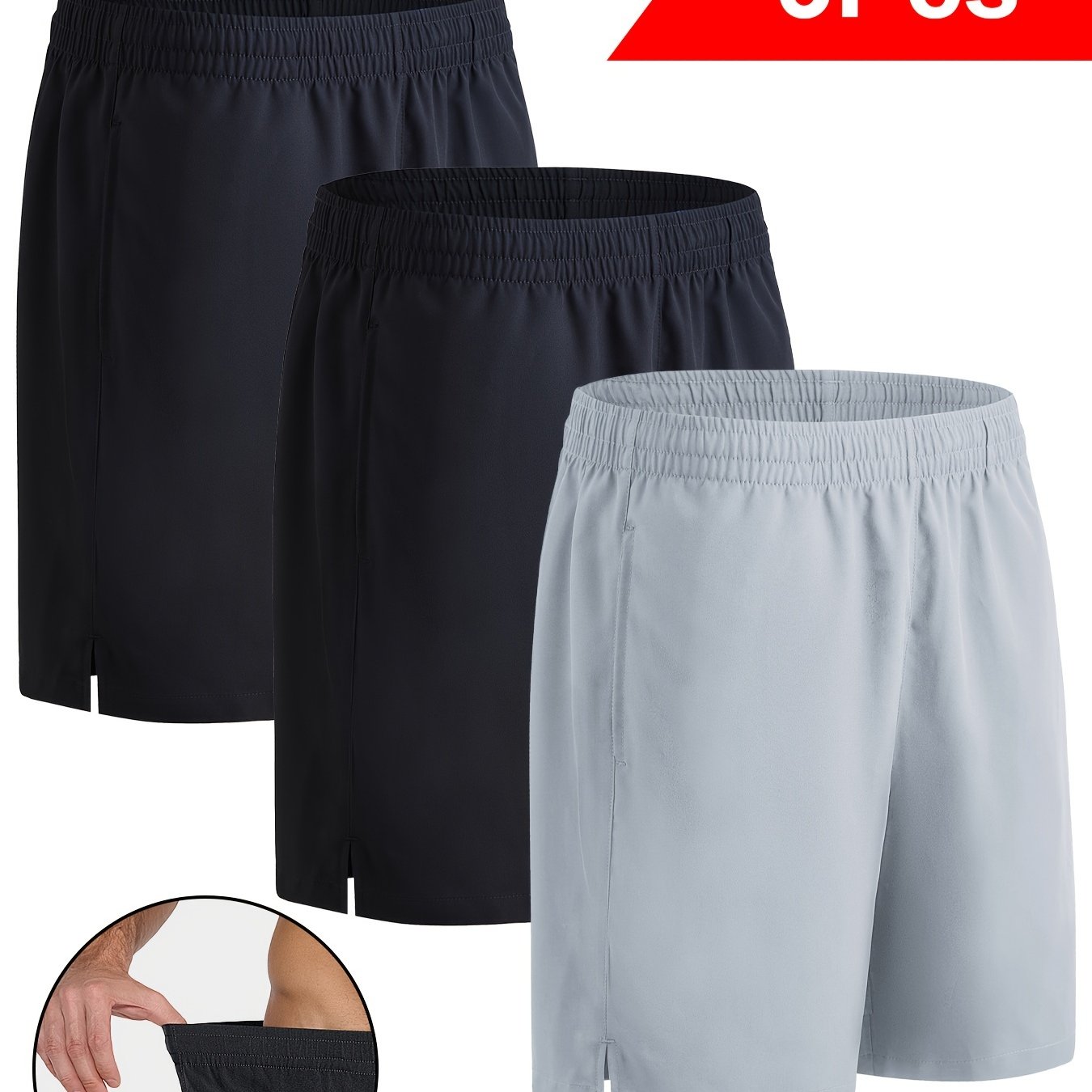 3 Pack Lightweight Quick Dry Men's Workout Gym Short