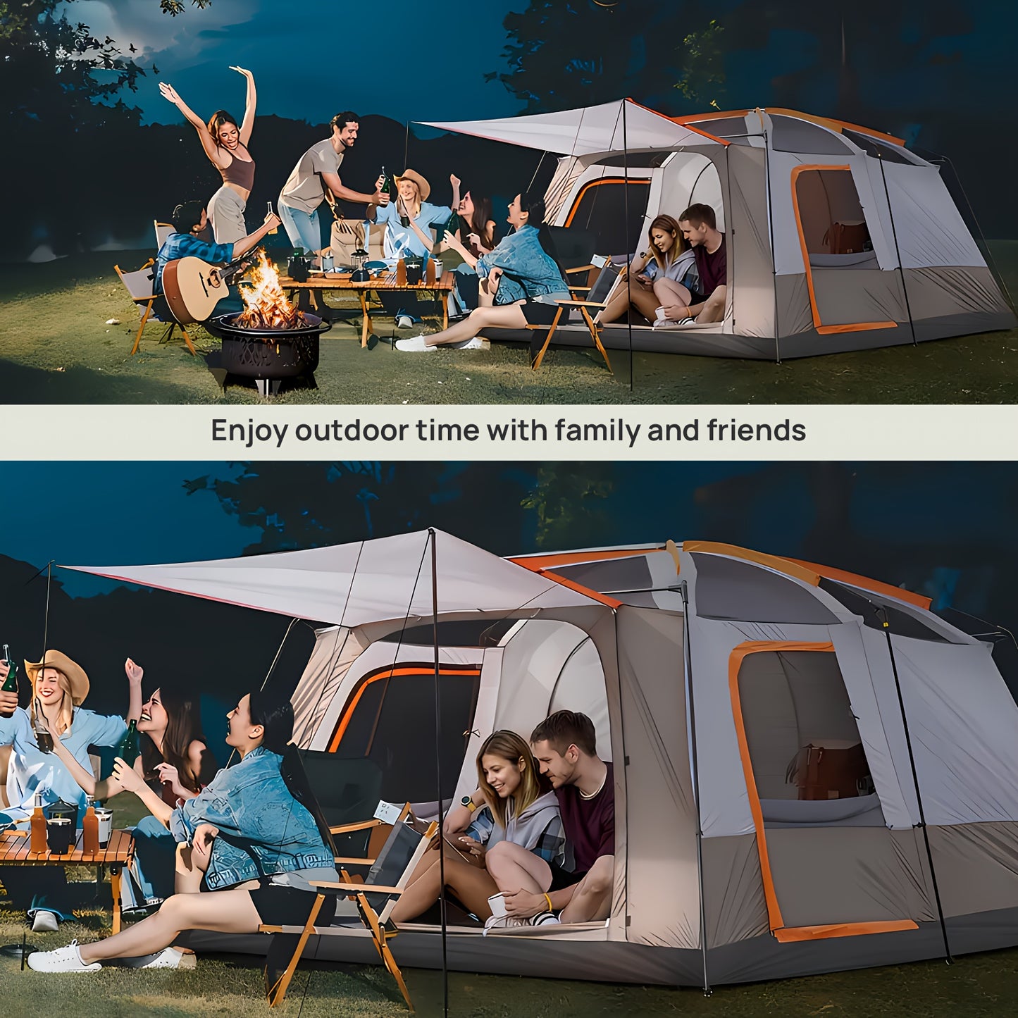 4-6 People Waterproof Quick Open Tent, Anti-mosquito Sunscreen.